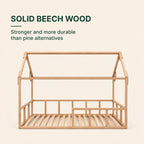 Twin Size Montessori House Bed for Kids with Fence