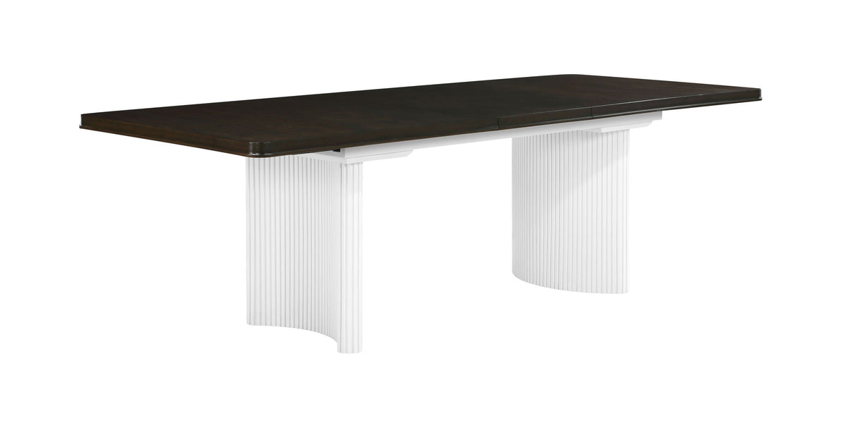 Carene Dining Table with Leaf - Brown and White
