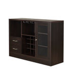 Espresso Wood Wine Cabinet with Glass Door & Stemware Rack - Hazen