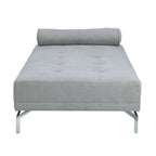 Gray Velvet Sofa Bed with Pillow - Convertible Chaise