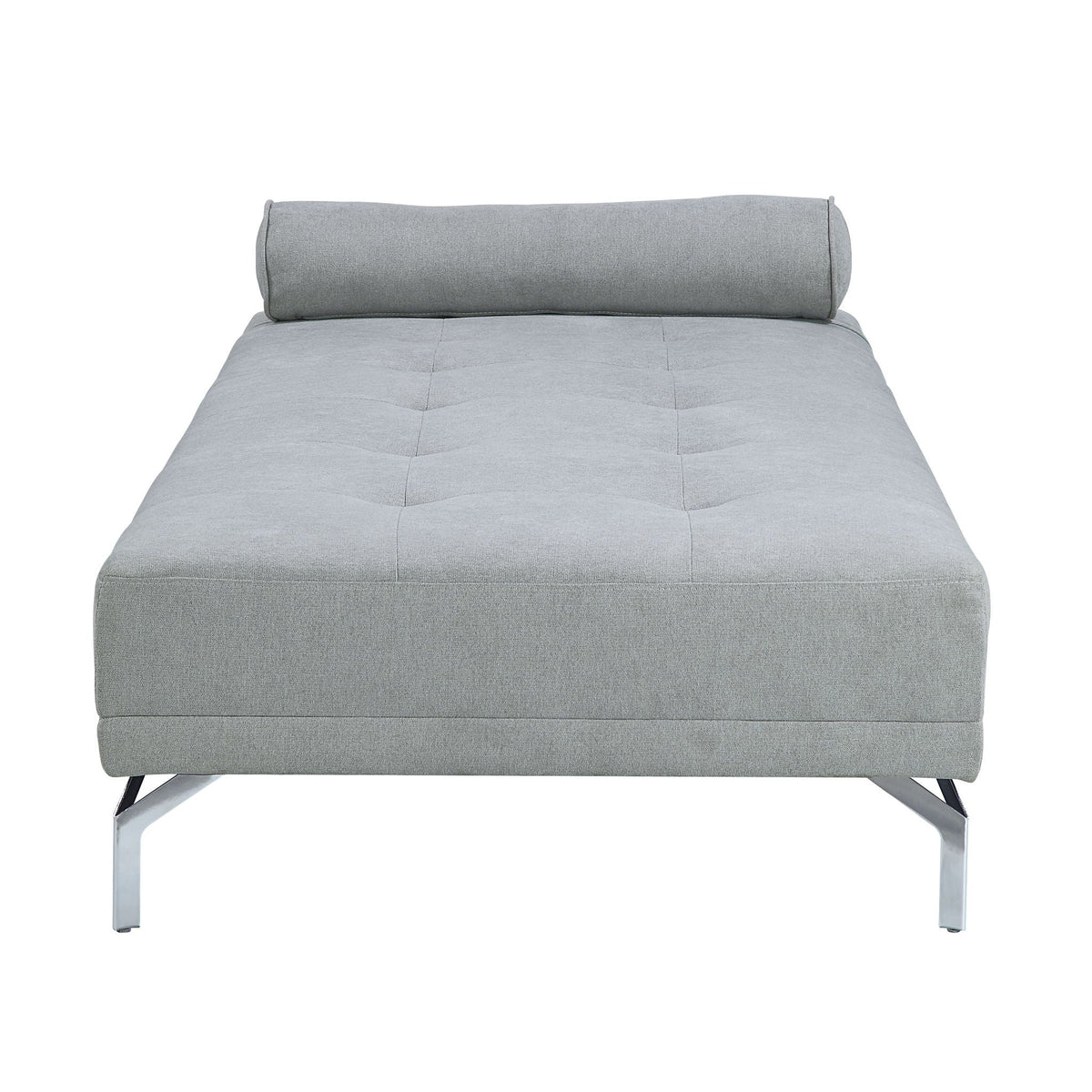 Gray Velvet Sofa Bed with Pillow - Convertible Chaise