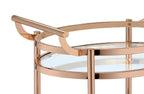 Lakelyn Clear Glass & Rose Gold Finish Serving Cart with 2 Shelves