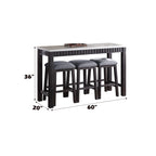 Marble Top 4 Piece Counter Height Dining Set with USB Charging Dock - Espresso
