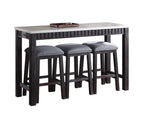 Marble Top 4 Piece Counter Height Dining Set with USB Charging Dock - Espresso