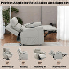 Marsha Power Motion Recliner with Lift, Heating, and Massage - Light Gray