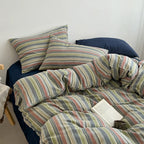 Butter Yellow Striped Duvet Cover Set