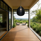 Retro Rattan Outdoor Pendant Light Waterproof Garden Chandelier