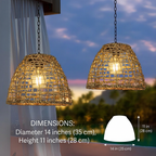 Solar Bell Pendant Lantern IP44 Waterproof Outdoor Chandelier