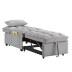 4 in 1 Multi-Function Single Sofa Bed with Adjustable Backrest - Gray