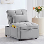 4 in 1 Multi-Function Single Sofa Bed with Adjustable Backrest - Gray