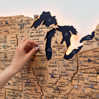 Wooden 3d LED Map of USA - Gold (B2B)