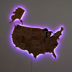 Wooden 3d LED Map of USA - Gold (B2B)