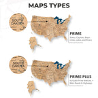 Wooden 3d LED Map of USA - Gold (B2B)