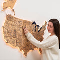 Wooden 3d LED Map of USA - Gold (B2B)