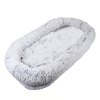 Orthopedic Human Dog Bed with Washable Faux Fur Cover - Grey