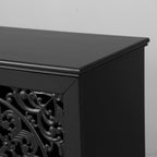 60" Antique Buffet Cabinet with Floral Carvings - Black
